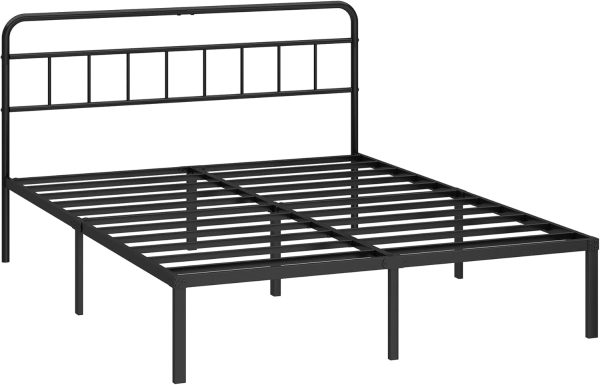 12 inches Full Size Bed Frame with Minimalist headboard,Metal Platform Base with Strong Metal Slats,Mattress Foundation for Under Bed Storage,Easy Assembly,Black - Image 8