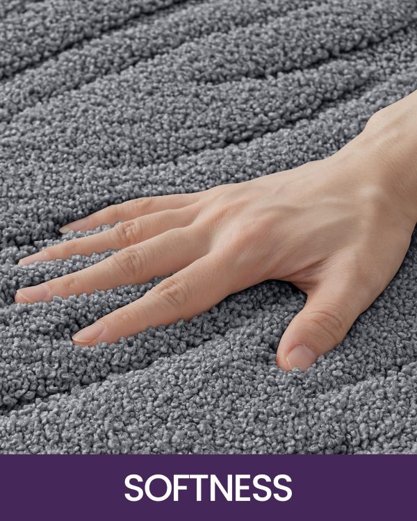 DEXI Bathroom Rugs 24x36, Non Slip Washable Bath Mat for Shower Floor, Luxury Soft Absorbent Bathmat with Rubber Backing, Quick Dry Microfiber Carpet, Dark Grey - Image 3