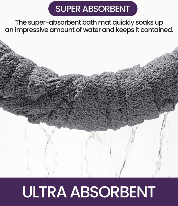 DEXI Bathroom Rugs 24x36, Non Slip Washable Bath Mat for Shower Floor, Luxury Soft Absorbent Bathmat with Rubber Backing, Quick Dry Microfiber Carpet, Dark Grey - Image 4