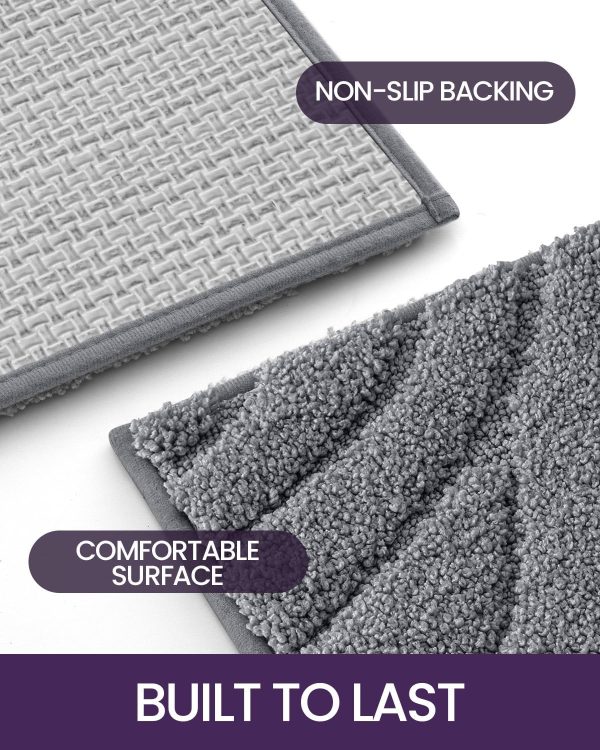 DEXI Bathroom Rugs 24x36, Non Slip Washable Bath Mat for Shower Floor, Luxury Soft Absorbent Bathmat with Rubber Backing, Quick Dry Microfiber Carpet, Dark Grey - Image 5