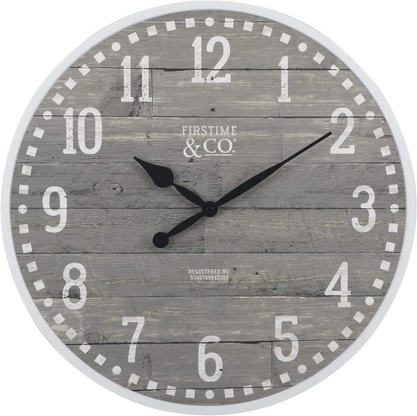 FirsTime & Co. Gray Arlo Wall Clock, Large Vintage Decor for Living Room, Home Office, Round, Plastic, Farmhouse, 20 inches - Image 2
