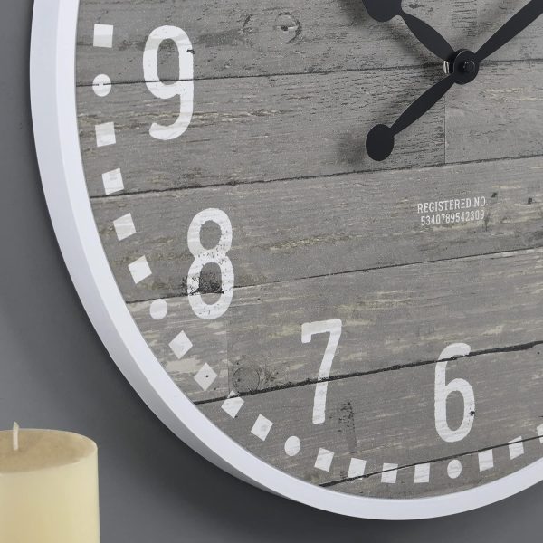FirsTime & Co. Gray Arlo Wall Clock, Large Vintage Decor for Living Room, Home Office, Round, Plastic, Farmhouse, 20 inches - Image 3