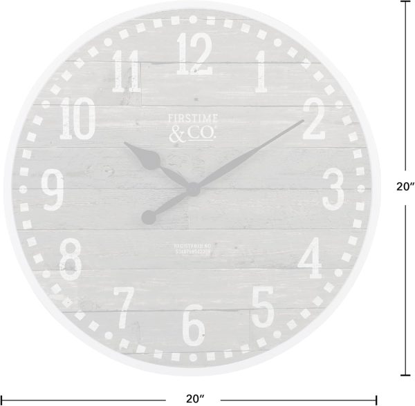 FirsTime & Co. Gray Arlo Wall Clock, Large Vintage Decor for Living Room, Home Office, Round, Plastic, Farmhouse, 20 inches - Image 4