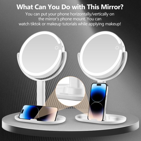 MIYADIVA Makeup Mirror with Lights,20X Magnifying Mirror with Light and Touch Switch,Vanity Mirror with 3 Color Light and 80 LEDs,2-Sided Lighted Magnified Mirror 8.8 Inches - Image 7
