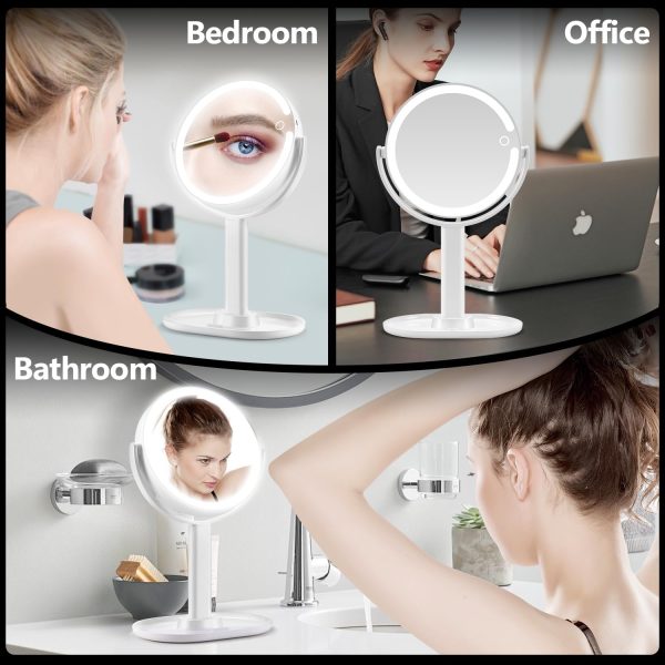 MIYADIVA Makeup Mirror with Lights,20X Magnifying Mirror with Light and Touch Switch,Vanity Mirror with 3 Color Light and 80 LEDs,2-Sided Lighted Magnified Mirror 8.8 Inches - Image 8
