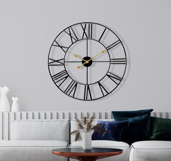 Sorbus Large Wall Clock for Living Room Decor - 24 inch Big Wall Clock Decorative - Battery Operated - Roman Numeral Analog Large Clock for Bedroom, Room, Home, Kitchen, Office, Wall Decor (Black) - Image 2