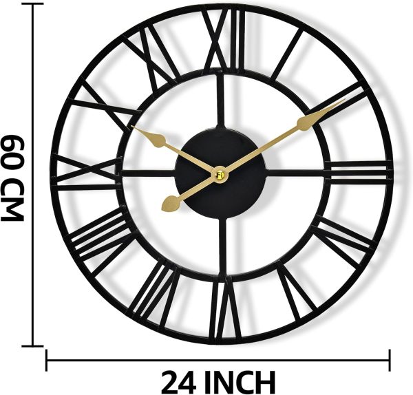 Sorbus Large Wall Clock for Living Room Decor - 24 inch Big Wall Clock Decorative - Battery Operated - Roman Numeral Analog Large Clock for Bedroom, Room, Home, Kitchen, Office, Wall Decor (Black) - Image 3