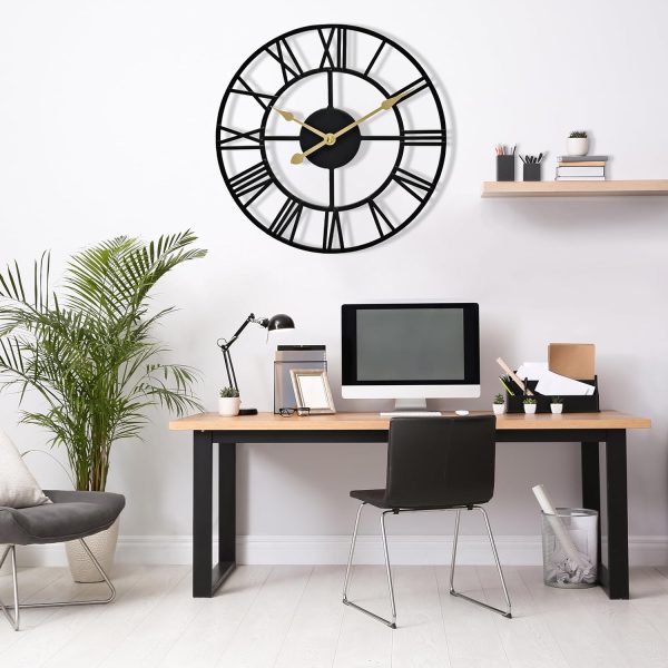Sorbus Large Wall Clock for Living Room Decor - 24 inch Big Wall Clock Decorative - Battery Operated - Roman Numeral Analog Large Clock for Bedroom, Room, Home, Kitchen, Office, Wall Decor (Black) - Image 5