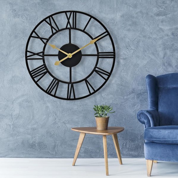 Sorbus Large Wall Clock for Living Room Decor - 24 inch Big Wall Clock Decorative - Battery Operated - Roman Numeral Analog Large Clock for Bedroom, Room, Home, Kitchen, Office, Wall Decor (Black) - Image 6